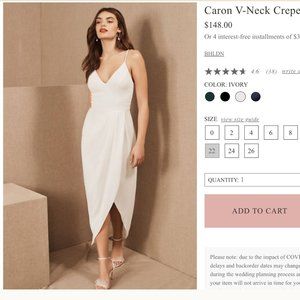 NWT Anthropologie BHLDN Caron V-Neck Crepe Dress (Size 8 - Ivory)